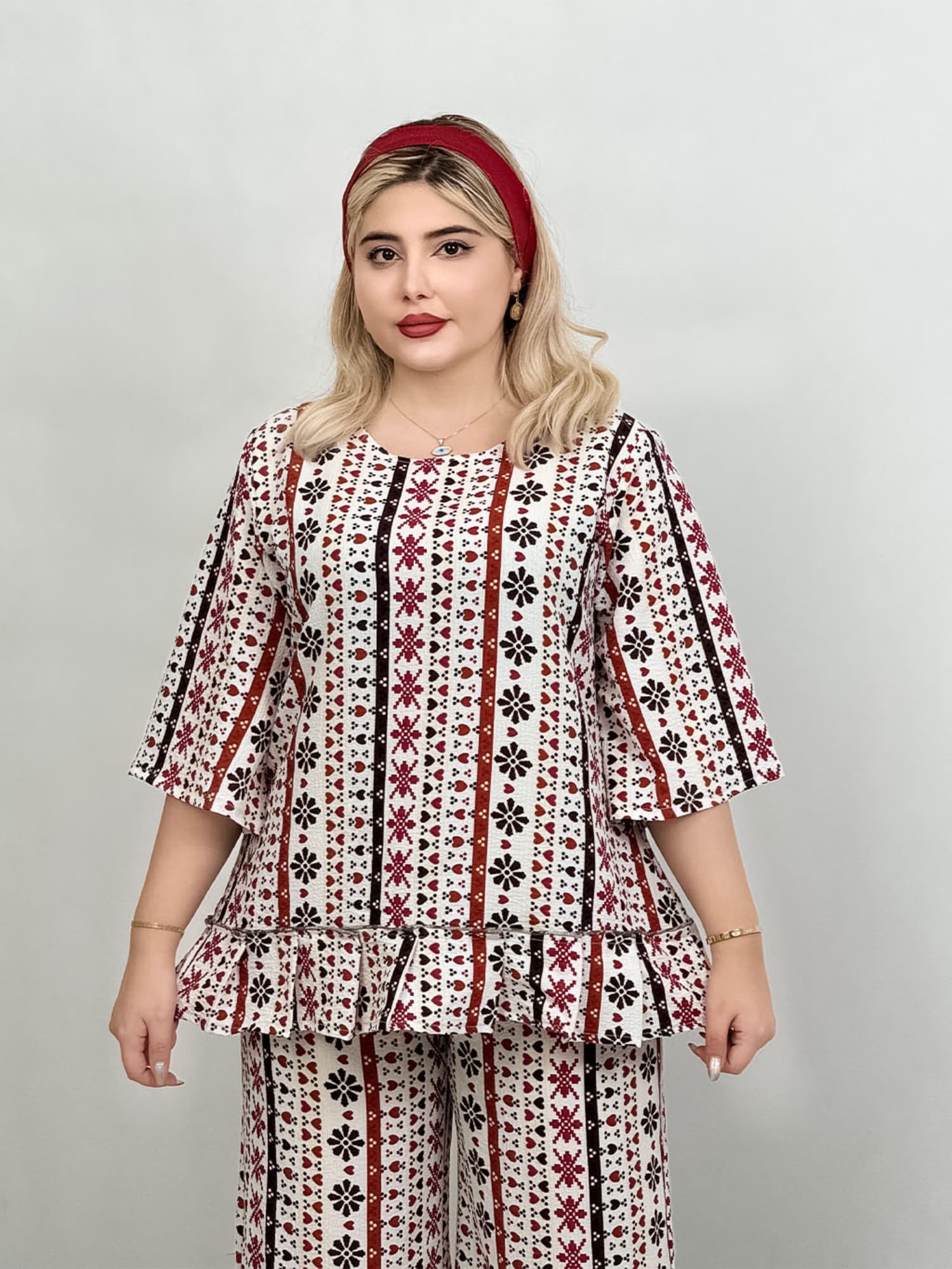 ست شومیز شلوار طرح دلستان
