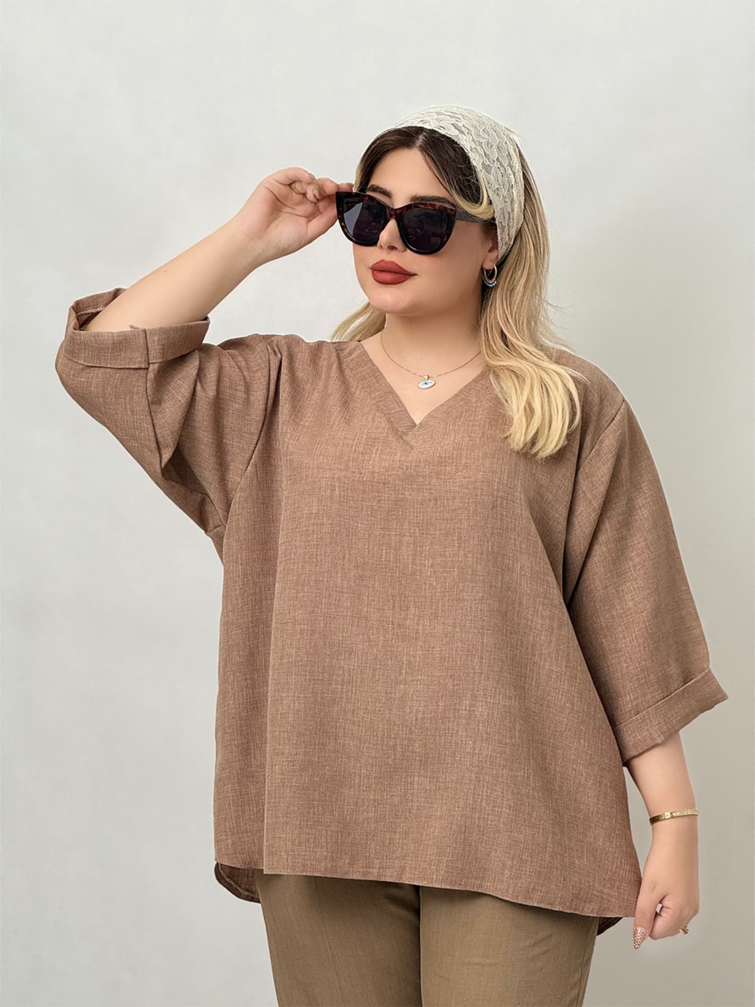 شومیز موکا رنگ کرم